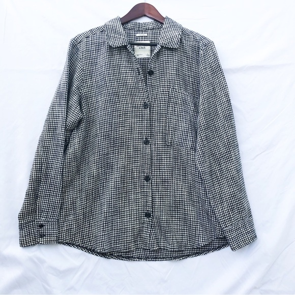 ABERCROMBIE & FITCH | NWOT LARGE CHECKERED-GINGHAM OVERSIZED TWEED SHIRT - Picture 2 of 4